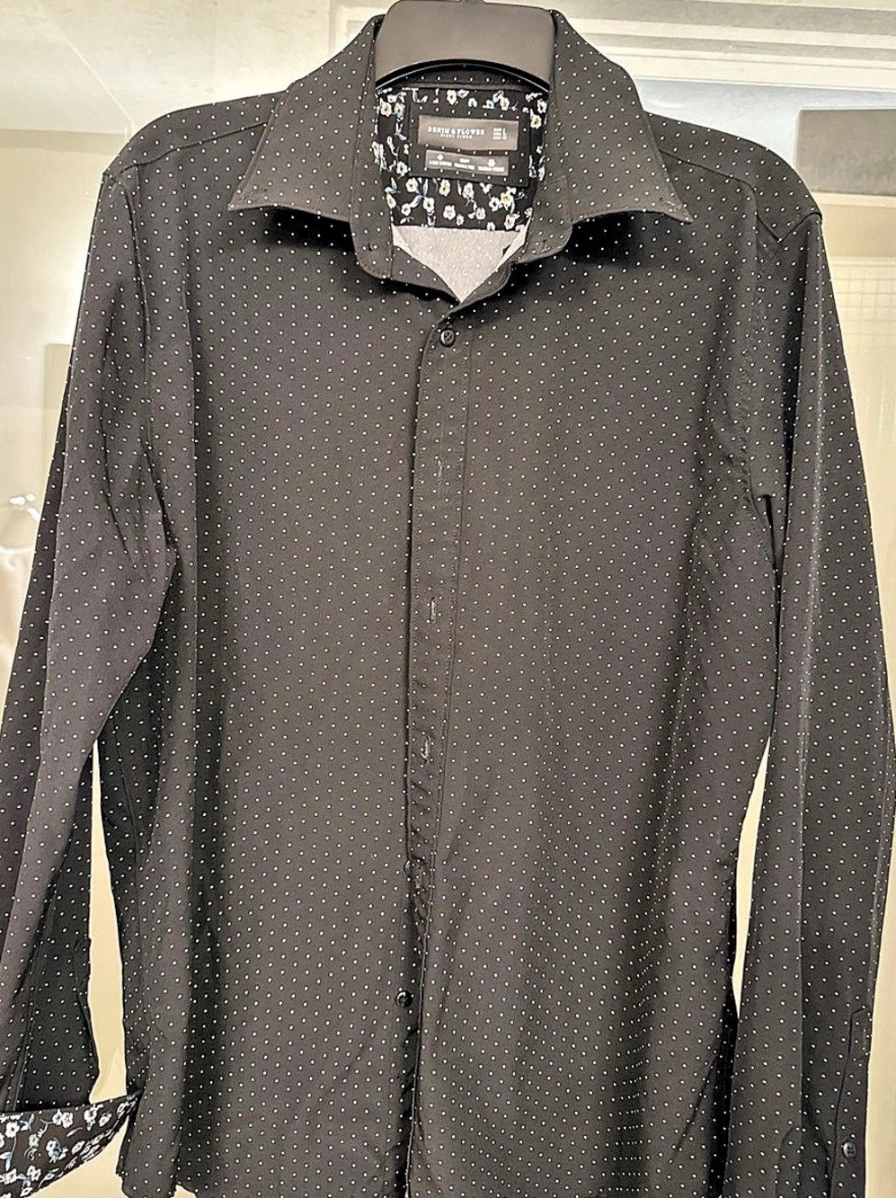 Denim & Flower Ricky Singh Men's Polka Dot Shirt Size Large Like New
